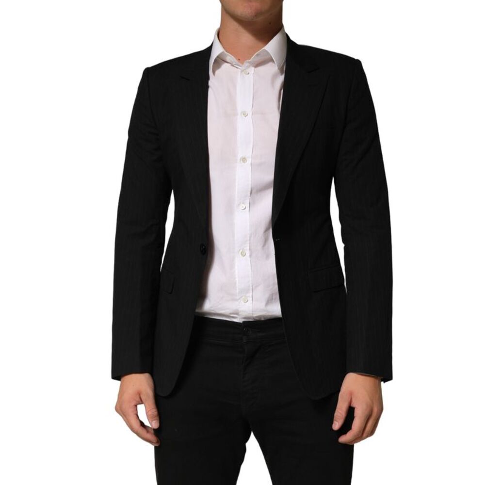 Dolce & Gabbana Black Pinstripe Men Single Breasted Men's Jacket